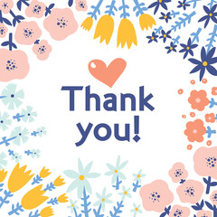 Thank you. Vector postcard. Spring flowers.