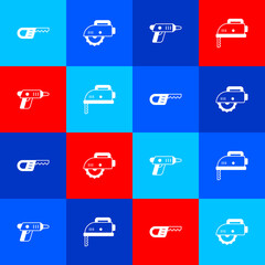 Set Reciprocating saw, Electric circular, cordless screwdriver and jigsaw icon. Vector