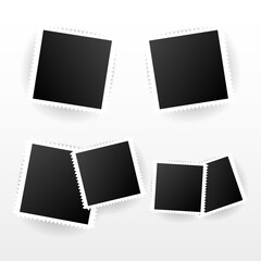 Set of vintage photo frame with adhesive tape picture frame mockup template isolated on white background. illustration Vector EPS 10