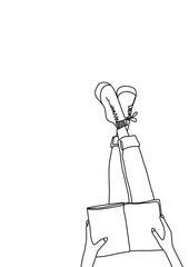Fototapeta premium One continuous line drawing, girl modeling poses