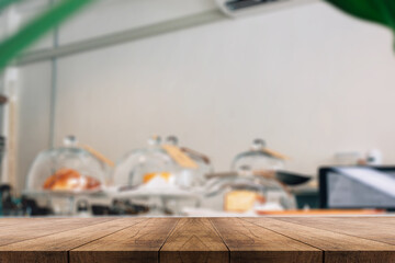 3D rendering, wooden top table on isolate blurred background 