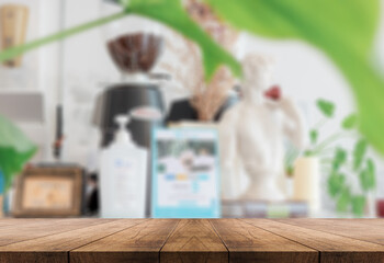 3D rendering, wooden top table on isolate blurred background 
