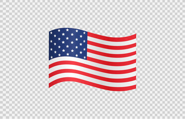 Waving flag of American isolated  on png or transparent background,Symbols of USA , template for banner,card,advertising ,promote, TV commercial, ads, web design,poster, vector illustration