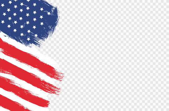 American flag with brush paint textured isolated  on png or transparent  background,Symbols of USA , template for banner,card,advertising ,promote, TV commercial, ads, web design, magazine, vector