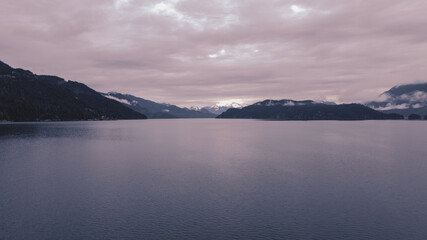 A span of mountains at Harrison Lake, British Columbia, Canada.