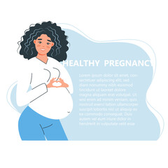 Pregnancy banner, pregnant woman vector illustration in cute cartoon style