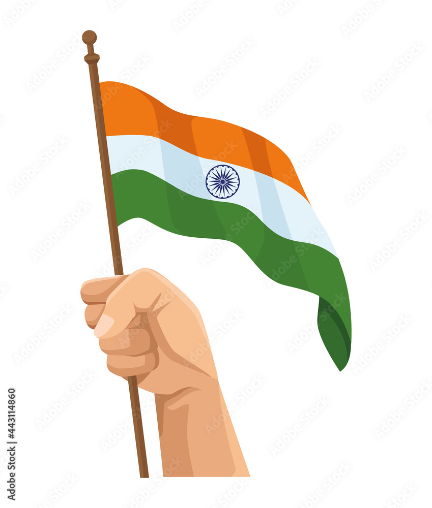 Sticker hand waving indian flag