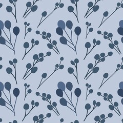 Seamless pattern of flowers on an blue background