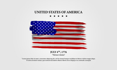 Grunge United States Of America Flag.Vector Flag of USA. Illustration Design for Banner, Greeting Card or Holiday Poster