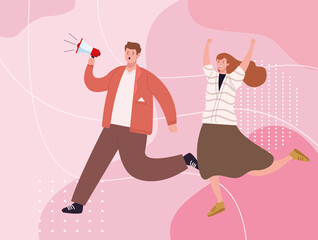 activists protesting with megaphone