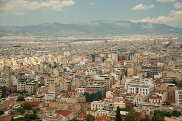 Fototapeta na wymiar Panoramic view of the city of Athens from the Acropolis, Greece