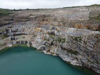 Fototapeta na wymiar Delabole slate quarry aerial cornwall England uk drone