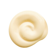 Mayonnaise drop and splash. White sause isolated stain top view. Elements for design in food or cosmetic sphere. High resolution photo.