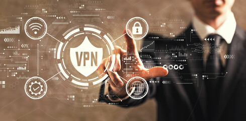 VPN concept with businessman