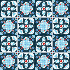 blue moroccan mosaic seamless pattern