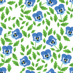 pansy seamless pattern with white background