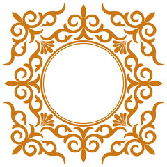 Decorative frame. Elegant vector element for design in Eastern style Floral golden border. Lace illustration