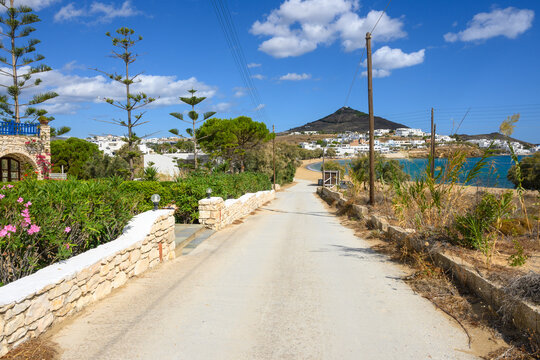 Road to the beautiful sandy Logaras beach on Paros island