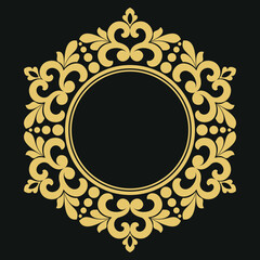 Decorative frame. Elegant vector element for design in Eastern style Floral golden border. Lace illustration