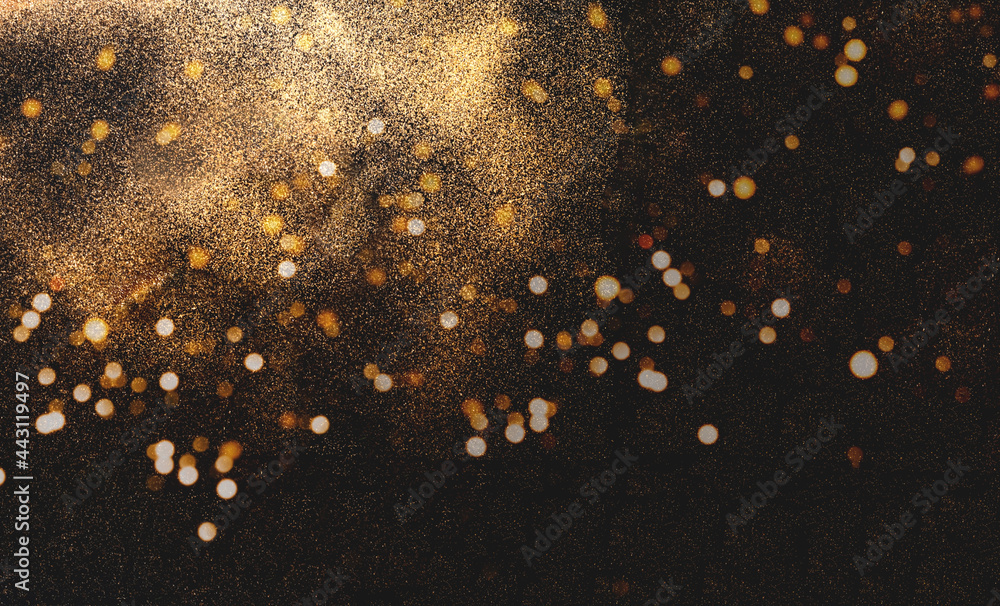 Poster abstract dark background with gold sparkles . festive background for design. creative copy space