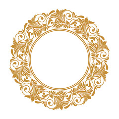 Decorative frame. Elegant vector element for design in Eastern style Floral golden border. Lace illustration