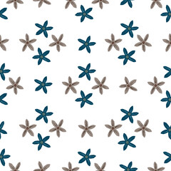 Summer style seamless pattern with blue and grey mandarins flowers shapes print. Isolated print.