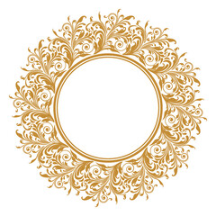Decorative frame. Elegant vector element for design in Eastern style Floral golden border. Lace illustration