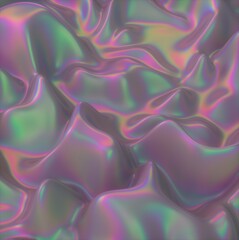 3D illustration of holographic foil. Iridescent abstract background.