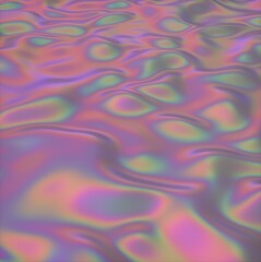 3D illustration of holographic foil. Iridescent abstract background.
