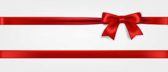 Red ribbon and bow realistic illustration