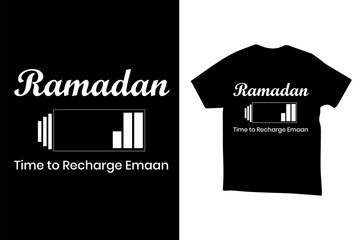 RAMADAN TYPOGRAPHY T-SHIRT DESIGN TEMPLATE, BLACK WHITE YELLOW RAMADAN T-SHIRT DESIGN, BLACK T-SHIRT WITH RAMADAN TYPOGRAPHY