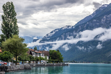 Fototapeta na wymiar Clouds over Brienzer Lake in Switzerland