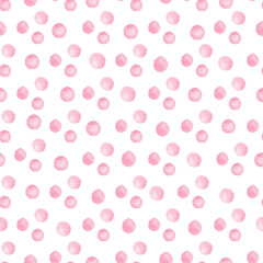Watercolor pink candy drops seamless pattern digital paper. Hand drawn illustration.
