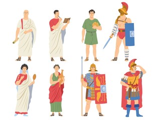 Roman citizens and warriors collection - obrazy, fototapety, plakaty