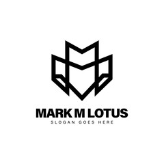 Letter mark m lotus logo design isolated on white background