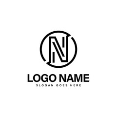 Linear letter mark n logo design isolated on white background