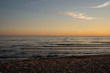 romantic sunset on the baltic coast in summer