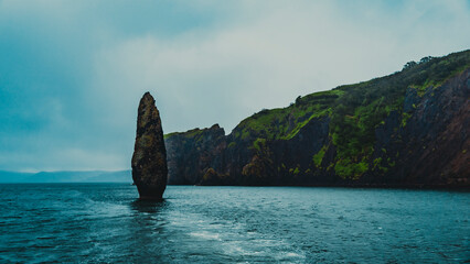 Kamchatka. The rock Devil's finger. Sentry. Avacha Bay.