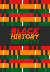 Black History Month. African American History. Celebrated annual. In February in United States and Canada. In October in Great Britain. Poster, card, banner, background. Vector illustration