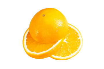 3 orange slices on a white isolated background