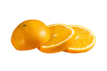 3 orange slices on a white isolated background