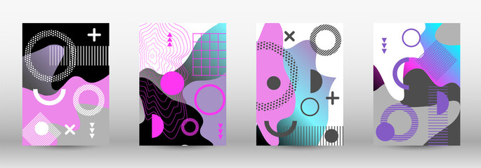 Modern memphis background set covers, great design for any purposes. Colorful trendy illustration. Colorful geometric background design. Creative vector banner illustration.