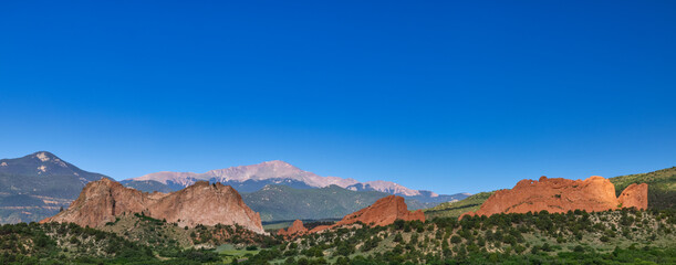 Landscape of sandstone rock formations near Colorado Springs, Colorado.