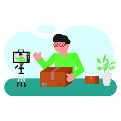 unboxing package product icon illustration vector graphic