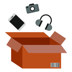 unboxing package product icon illustration vector graphic