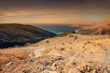 Krajobraz górzysty na greckiej wyspie Kreta