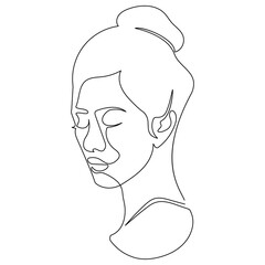 abstract face one line drawing. Beauty Woman Portrait minimalistic style