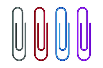 Colorful paper clips set isolated on a white background