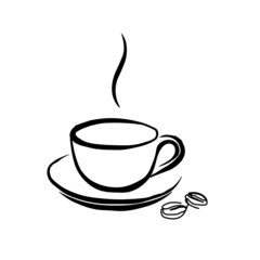 coffee, cup, drink, cafe, hot, white, tea, mug, espresso, isolated, black, breakfast, beverage, caffeine, saucer, brown, cappuccino, illustration, steam, food, morning, aroma, liquid, chocolate, break