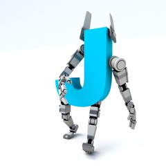 3D illustration of  letter J robot 